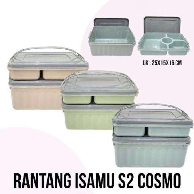 {Grosir} 12PCS Rantang susun persegi panjang 2 susun 4 sekat rantang hajatan besar rantang plastik r
