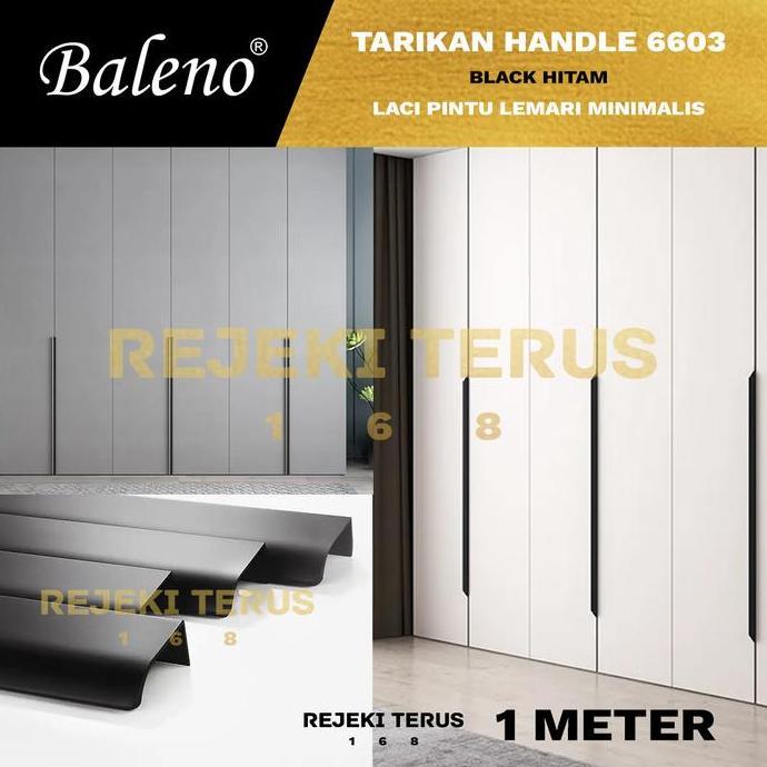 Tarikan 6603 1 METER Handle Pintu Lemari Hitam Black Panjang Minimalis