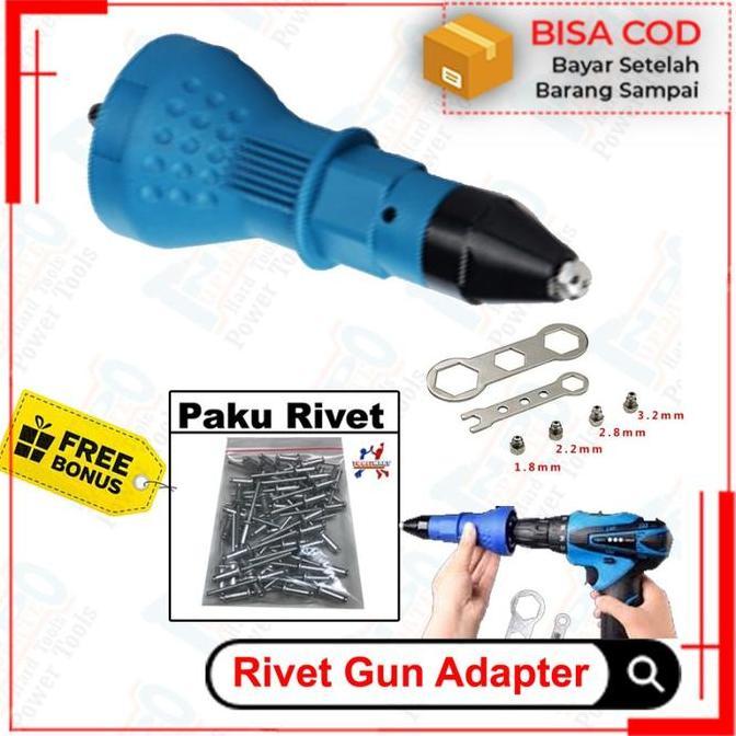 Alat Tang rivet rivet alat konektor adaptor mata bor bonus paku rivet Cordless
