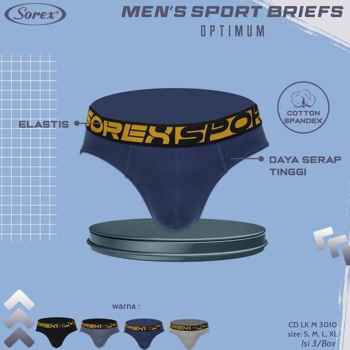Cuecas - (1 Kotak Isi 3 Pcs) Sorex Cd MenS Sport Briefs Cd Lk M 3010