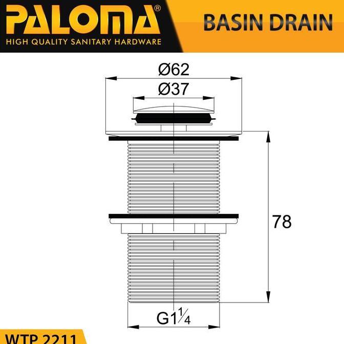 Bath- Paloma Wtp 2211 Afur Stafel Kepala Sifon Pop Up Ste Avur Shtafel