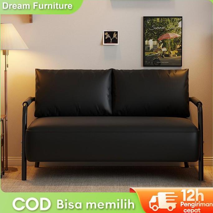 DF-3-Mudah Dibersihkan Warna Netral Tahan Lama Furniture Sofa Bed Kulit Imitasi Minimalis Sofa 2 Sea