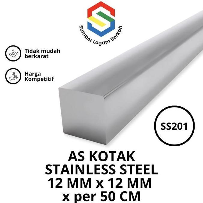 as kotak 12 mm x 12 mm stainless steel 201
