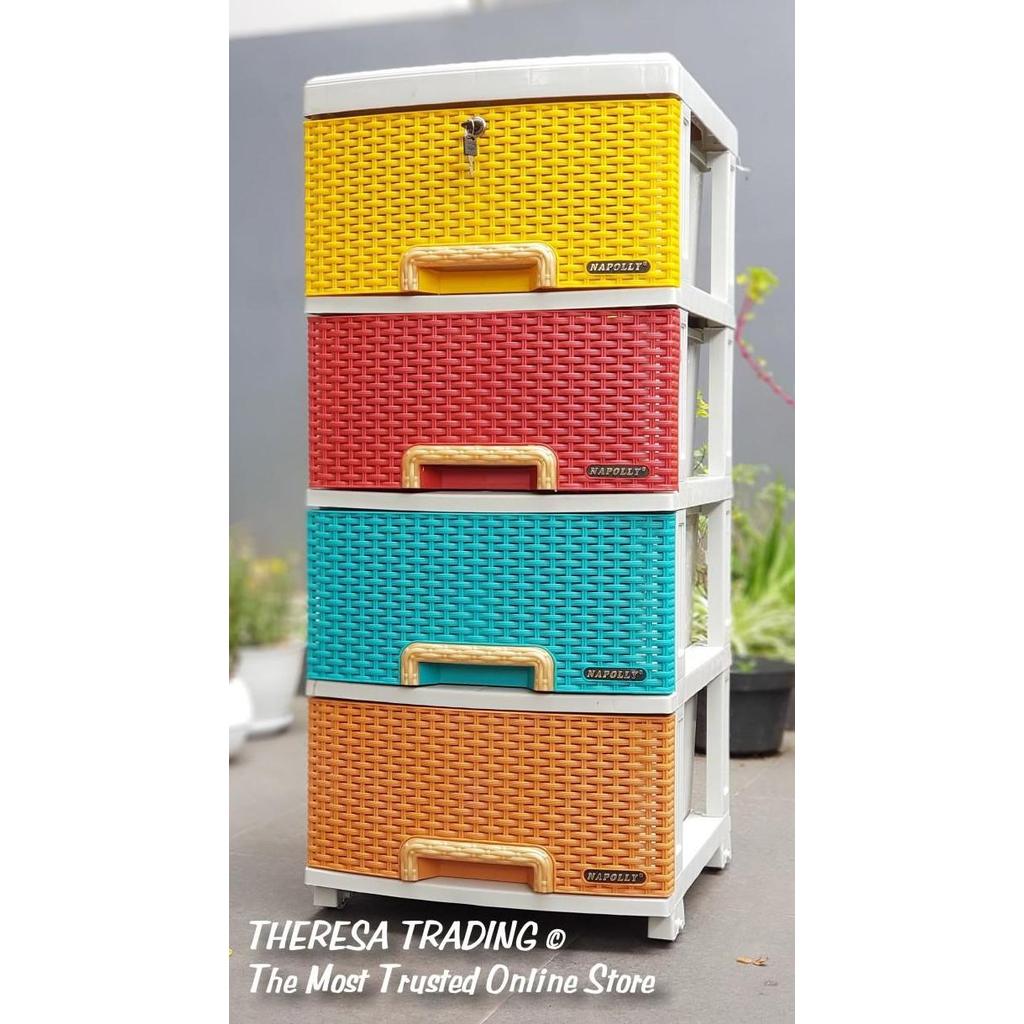 LEMARI PLASTIK NAPOLLY CONTAN 400 AK1 DRAWER LOCK COLORFUL BENETTON