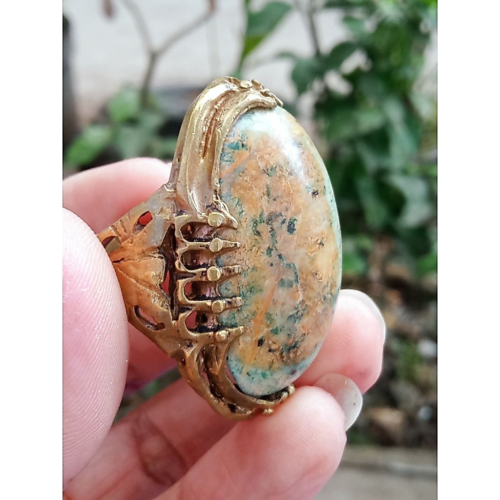 Cincin Batu Akik Lawasan Natural Ring Kuningan