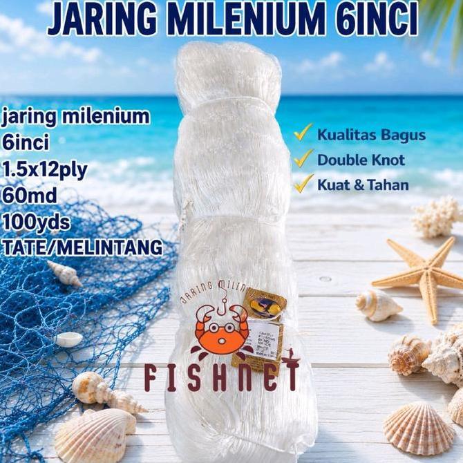 jaring milenium/jaring pintal/jaring ply/ 6inci 12ply 60md 100yds tate