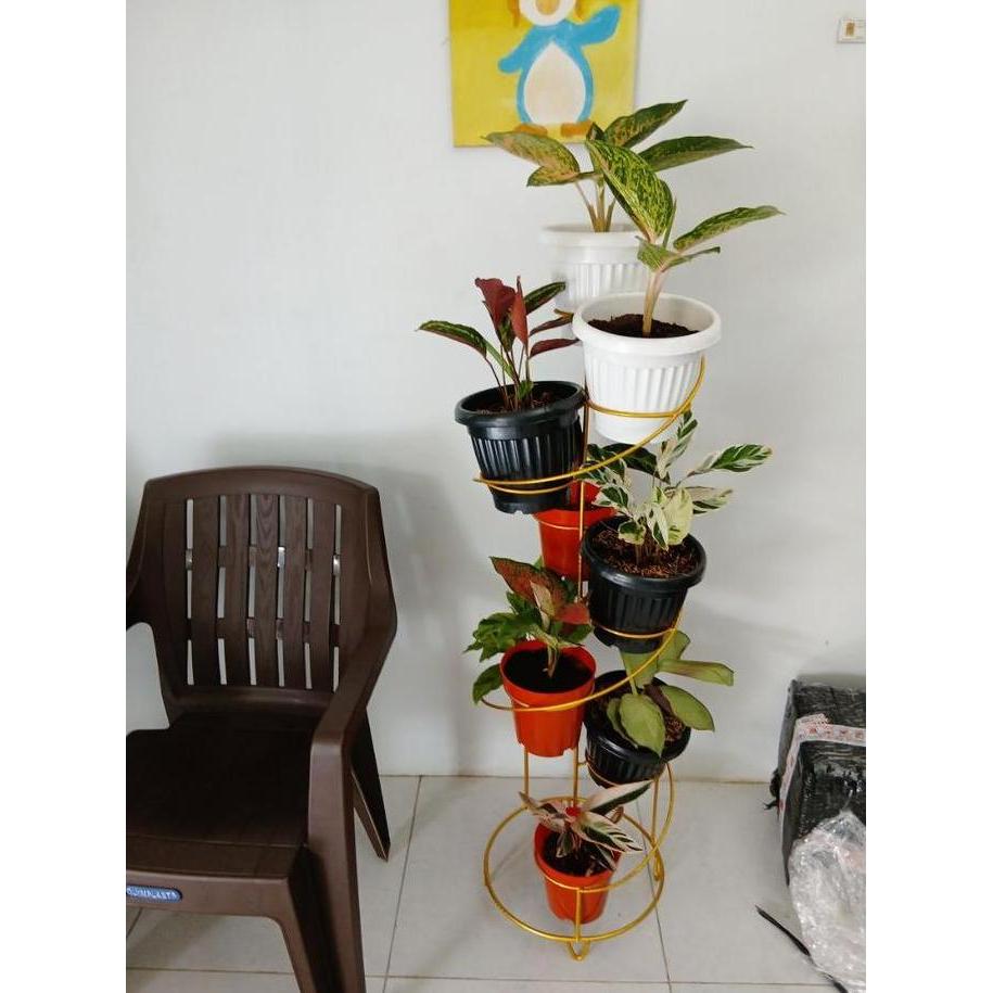 Harve- 9 In 1 Standing Pot Melingkar Modern Minimalis / Standing Pot Bunga Besi Tiang / Rak Bunga Be