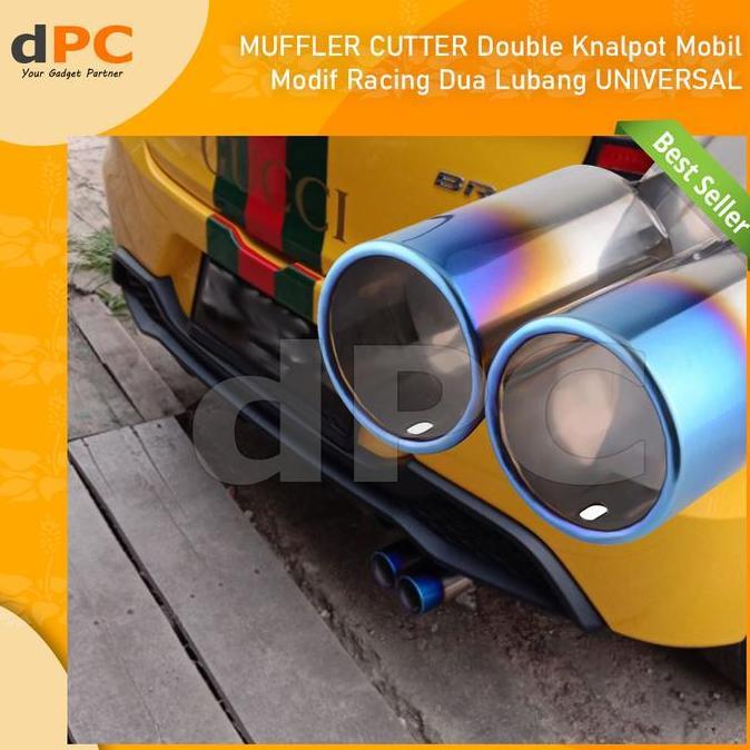 DIKARTELLA Muffler Cutter Double Knalpot Mobil Modif Racing Dua Lubang