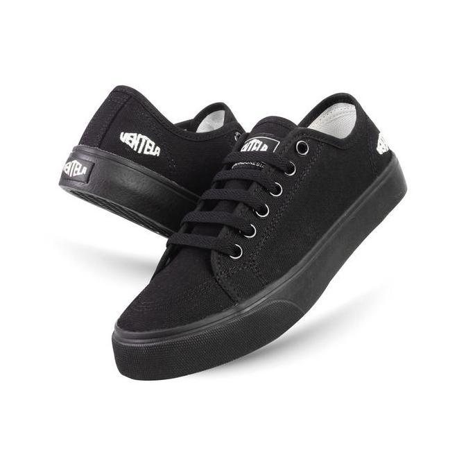 Sepatu Ventela Alpha Low Wanita  Pria Casual Shoes Ventela Official Canvas Black Putih Sneakers full