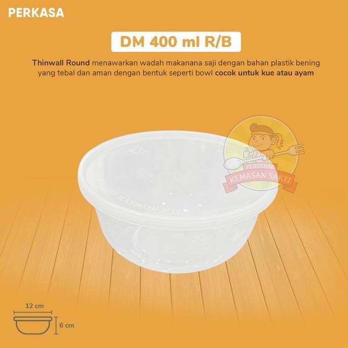 Thinwall 400 ml / Mangkok Plastik / Mangkok Makanan 400 ml Tutup Datar