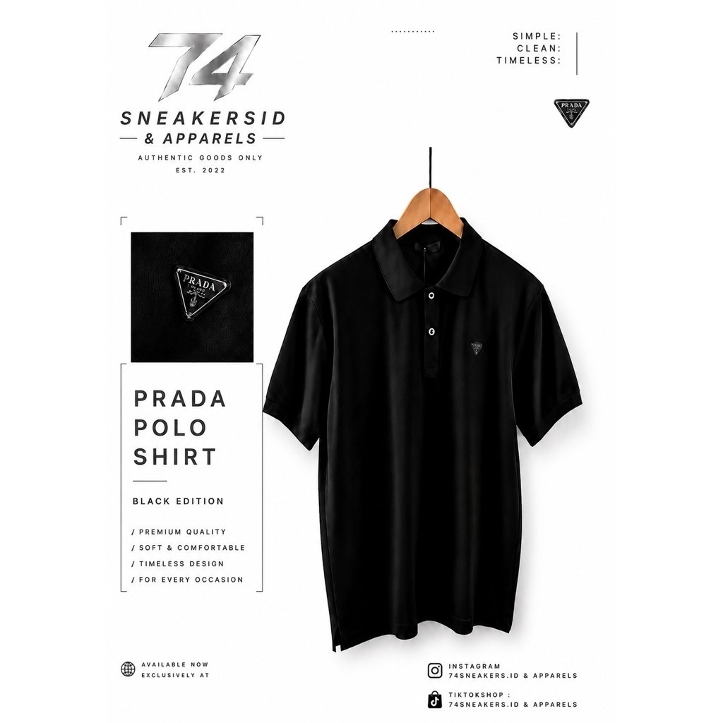PRADA BLACK PIQUE SLIM POLOSHIRT