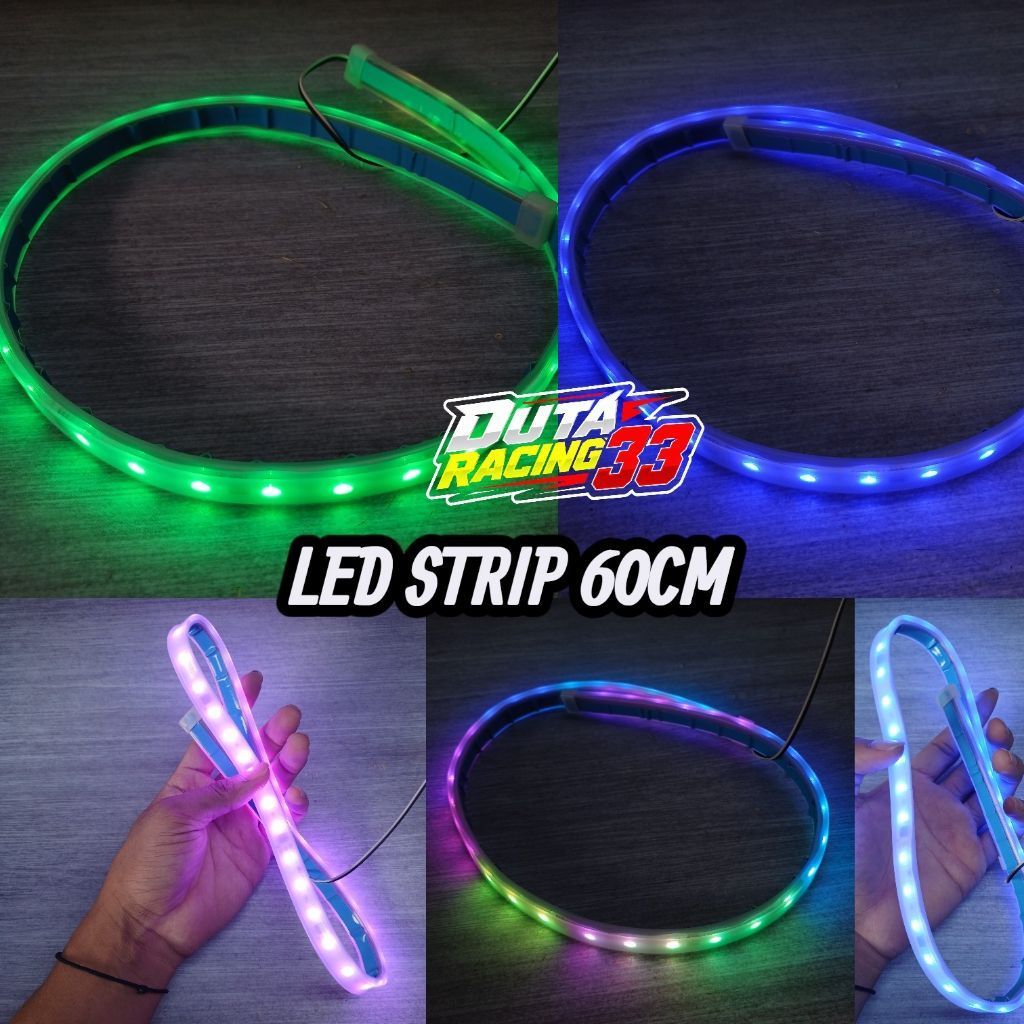 LAMPU STRIP ALIS LED RGB 60CM,LAMPU LED UNIVERSAL 12VOLT 24VOLT VARIASI MOTOR MOBIL