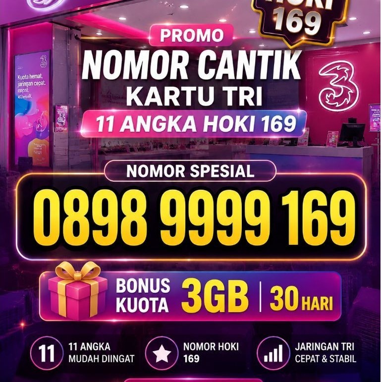 Nomor cantik kartu Perdana tri 11 angka Super Rapi hoki 9999 Nomor cantik kartu Tri 11 angka Ekor Ho