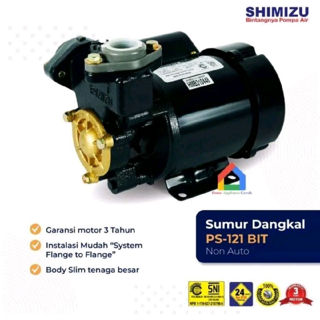 Pompa Air Non Otomatis Shimizu PS-121BIT | PS-121 BIT PS121BIT PS121 sumur dangkal shallow