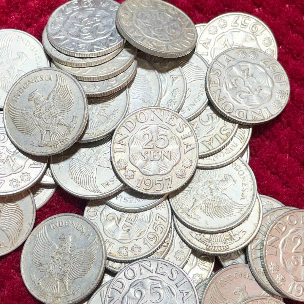 Koin Kuno 25 Sen Indonesia tahun 1957 Original
