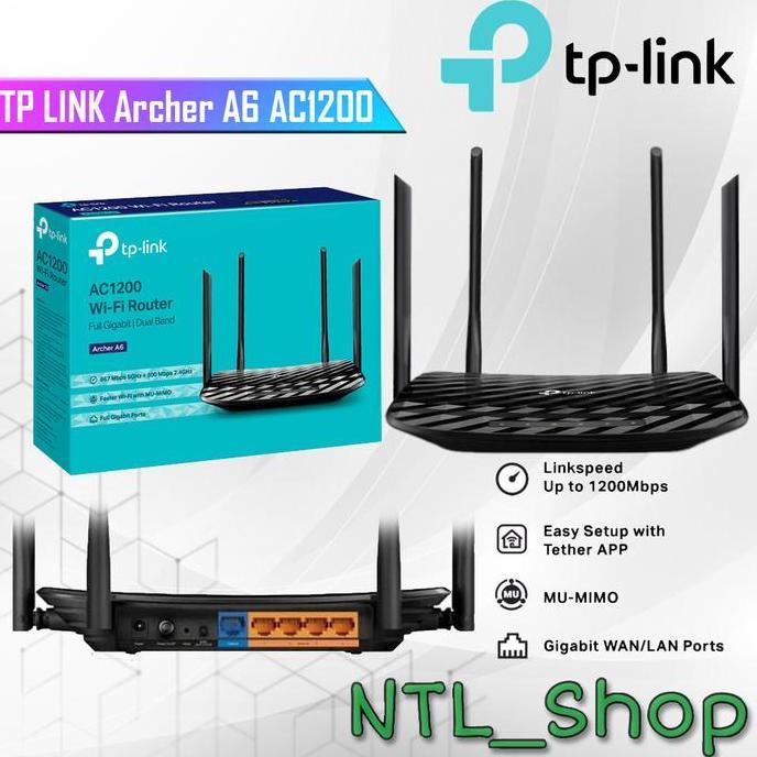HARGA DISC - TP LINK Archer A6 AC1200 Wireless MU-MIMO Gigabit Router - TP-LINK A6