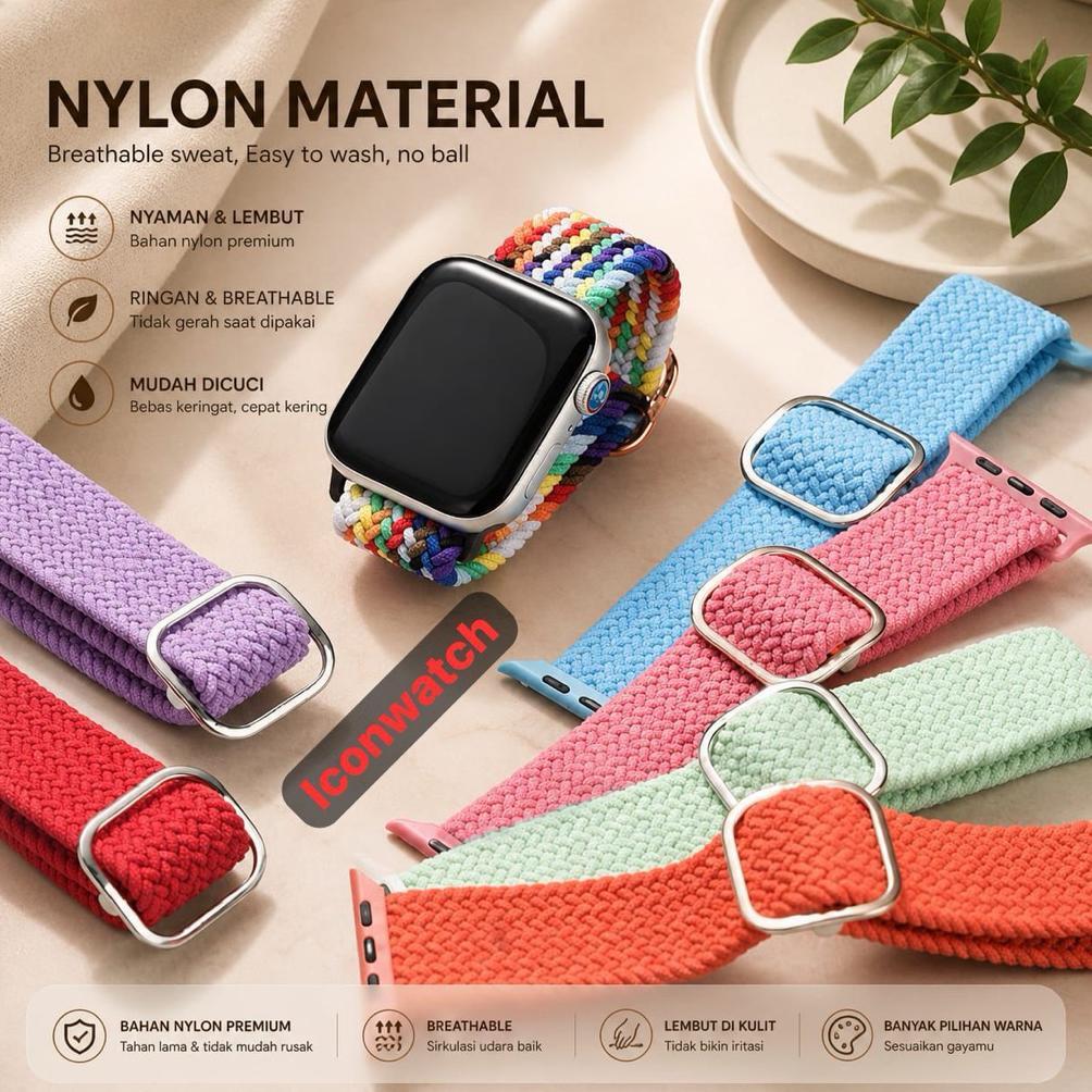 Original Nylon Strap For Apple Watch Ultra 2 Ultra 49Mm Series 1 2 3 4 5 6 7 8 9 Se 41Mm 45Mm Elasti