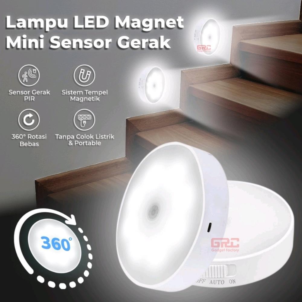 Promo Lampu Led Sensor Gerak Otomatis Rechargeable Kamar Mandi Tidur Dapur