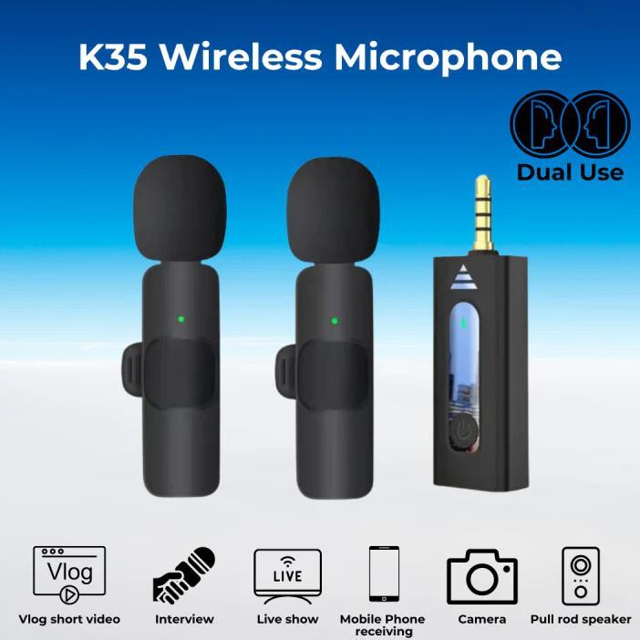Hot Clip On Microphone K35 Mic Clip Wireless Usb / Mic Youtuber Bluetooth Isi 2 Mic