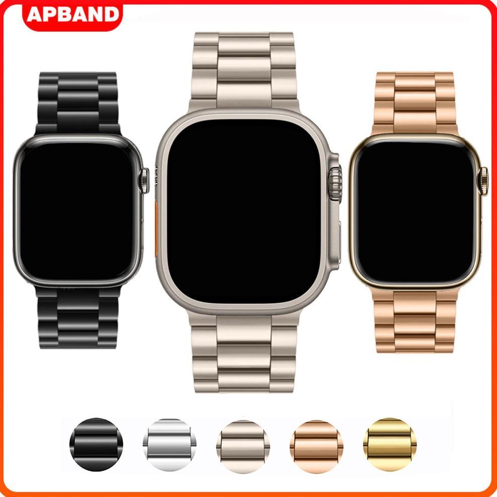 Original Strap Stainless Steel Untuk Apple Watch 49Mm 46Mm 45Mm 41Mm 38 40 42 44 Mm Tali Jam Tangan 