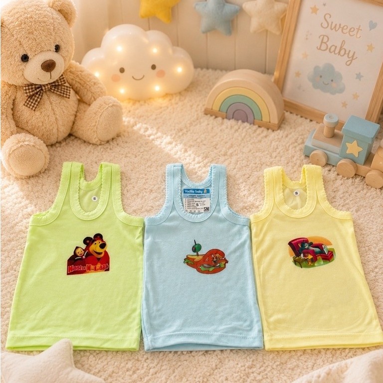 Singlet anak seri hijau karakter / singlet warna anak karakter