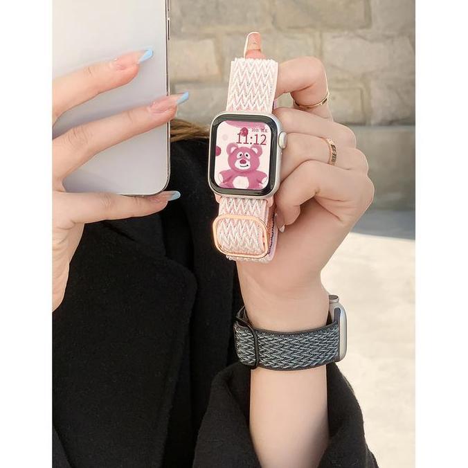 Onik_gshop91  - Tali Jam Tangan Nylon Strap for Apple Watch SE 2 3 Ultra 2 Strap Iwatch Scrunchie 49