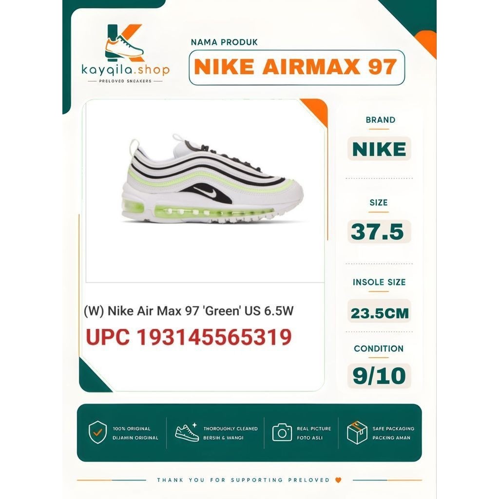 Sepatu Nike Airmax AM 97 Size 37 Preloved Second Original