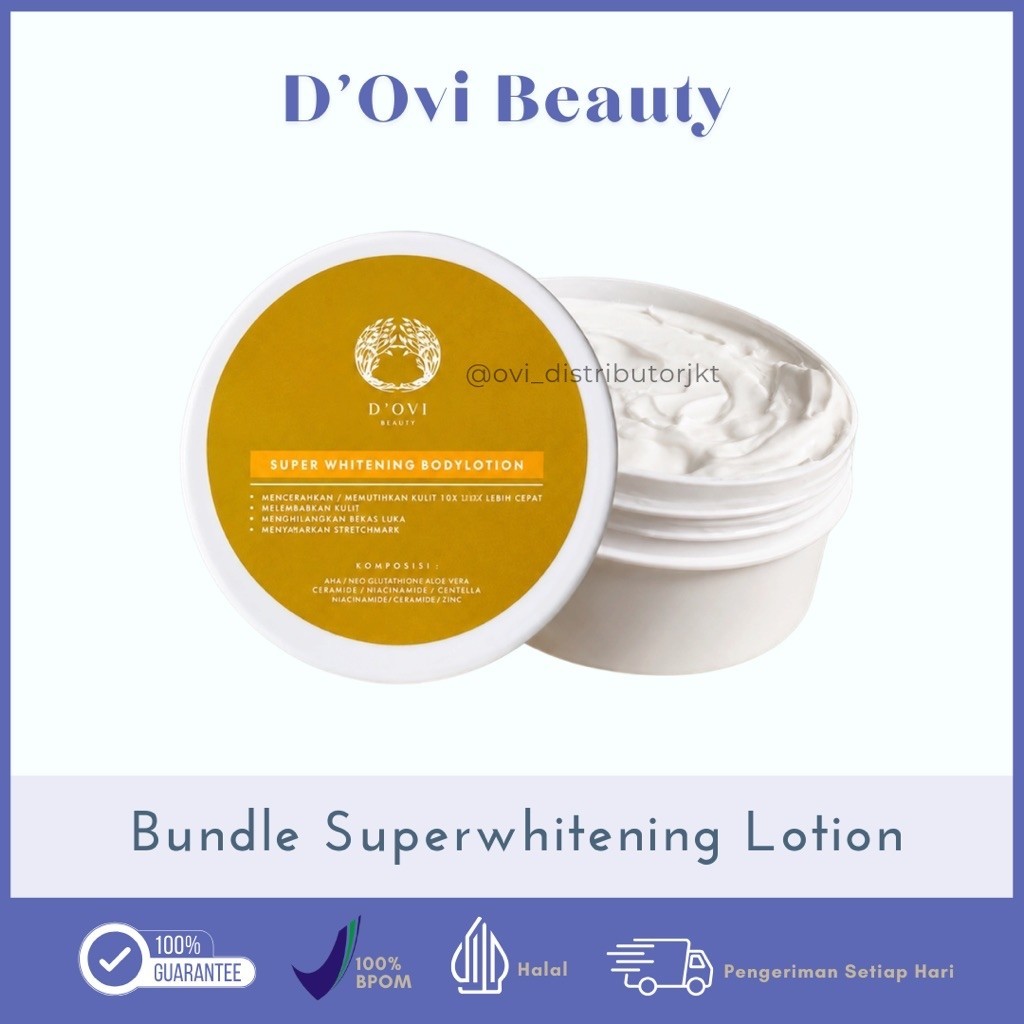 [PO FREE GIFT] Super Whitening Lotion D’OVI Beauty Handbody Body Lotion Brightening Moisturizing Pel