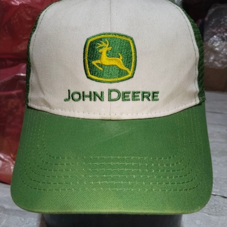 Topi John Deere Official Trucker Cap Green White Second Original