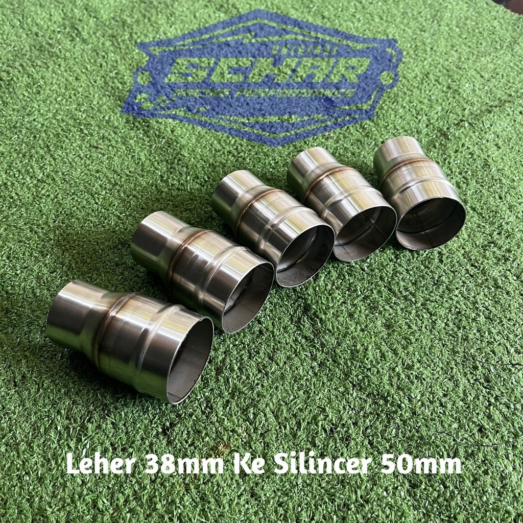 Adaptor Sambungan Knalpot 38 ke 50mm Stainless Anti karat / Sambungan Pipa Knalpot 38mm ke 50mm Stai