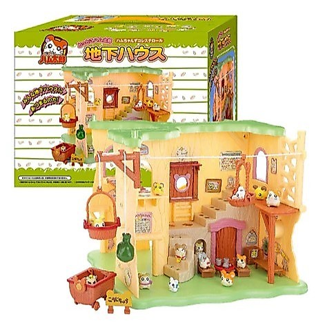 KH New Cute Japan Anime Hamtaro Bijou Basement Hamster House Series Figure Model Toys With Doll Set 