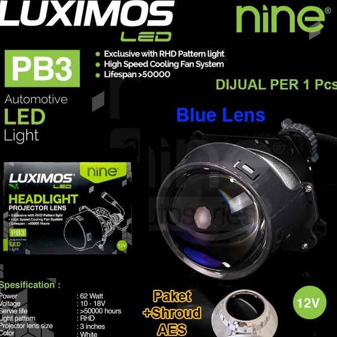 Projektor Bi LED Luximos PB3 124W RHD Lampu Projector Mobil / Motor BiLED + Shroud