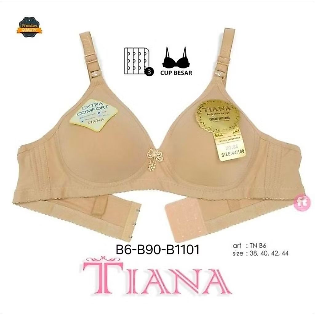bra bh ibu/sport tanpa kawat busa tipis Tiana B6-B90-B1101 full cup B 3 kait 3 baris halus jahitan r