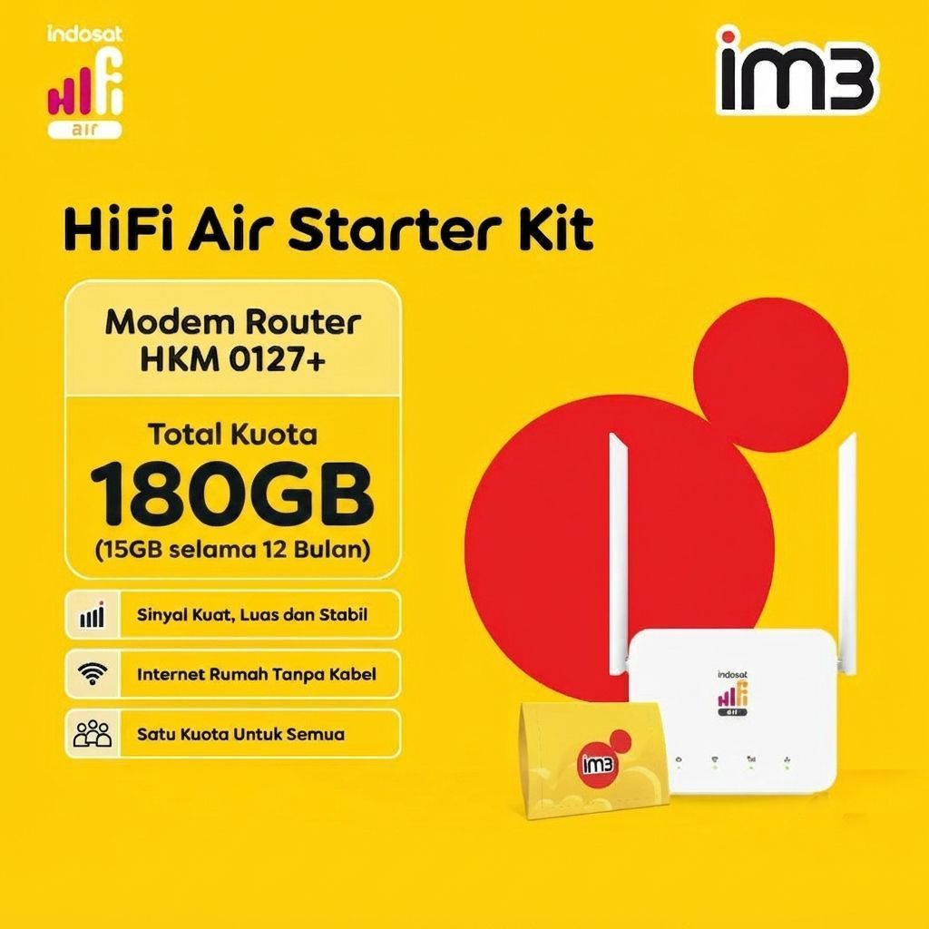 Indosat HiFi Air HKM0127+ Wifi Modem 4G LTE Gratis 15 GB 12 Bulan