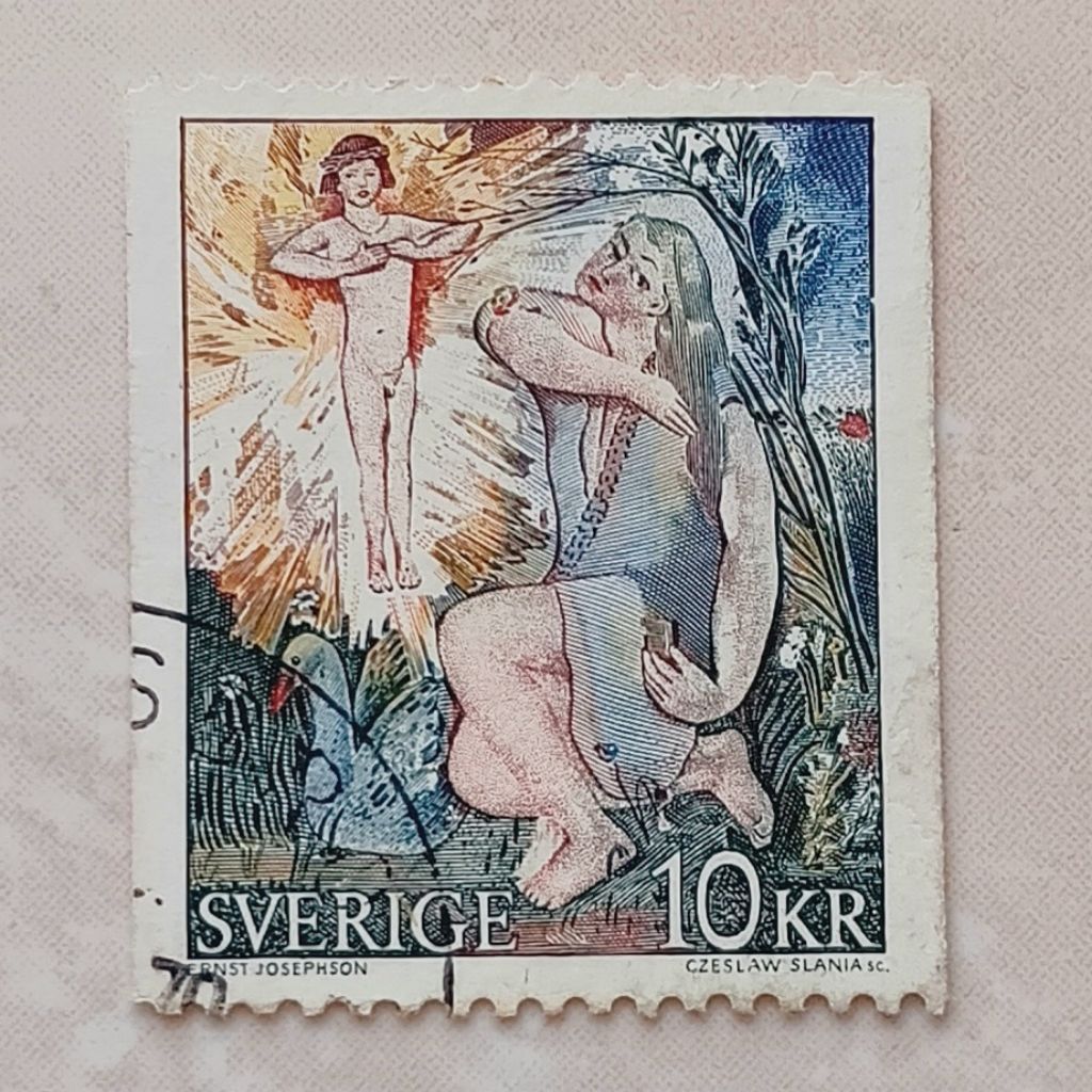 (AD) Perangko Swedia 1973 Painting Ernst Josephson - Goosegirl 10 krona Used