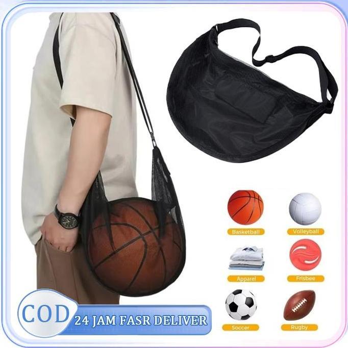 REGENLY Tas Bola Basket Jaring Tas Basket Selempang Tas Untuk Bola Basket Tas Jala Penyimpanan Sepak