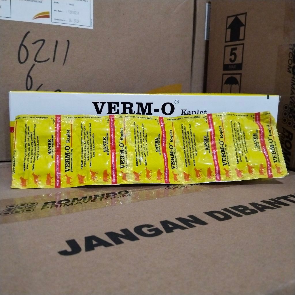 VERM-O Kaplet | Obat Cacing Domba & Kambing | 1 Dus 10 Strip.