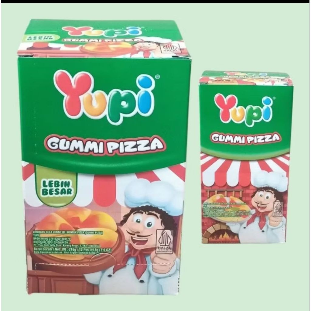 [1 BOX] Yupi Pizza Isi 12 Pcs - Permen Gummy Jelly Bentuk Pizza Mini --