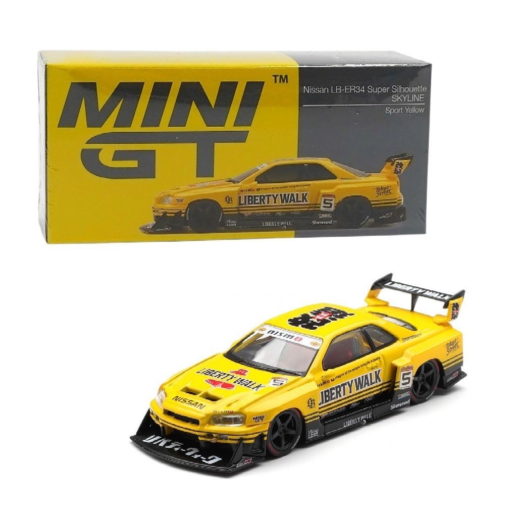 Mini GT Nissan LB ER34 Super Silhouette SKYLINE Sport Yellow