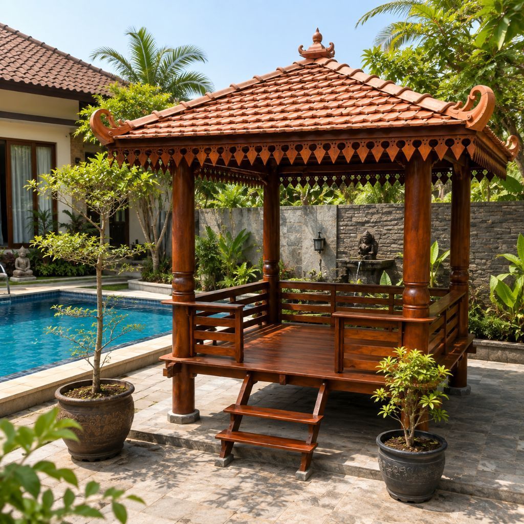 Gazebo Gasebo Kayu Kelapa Premium Gazebo Taman Outdoor Saung Kayu Kelapa Jepara Minimalis