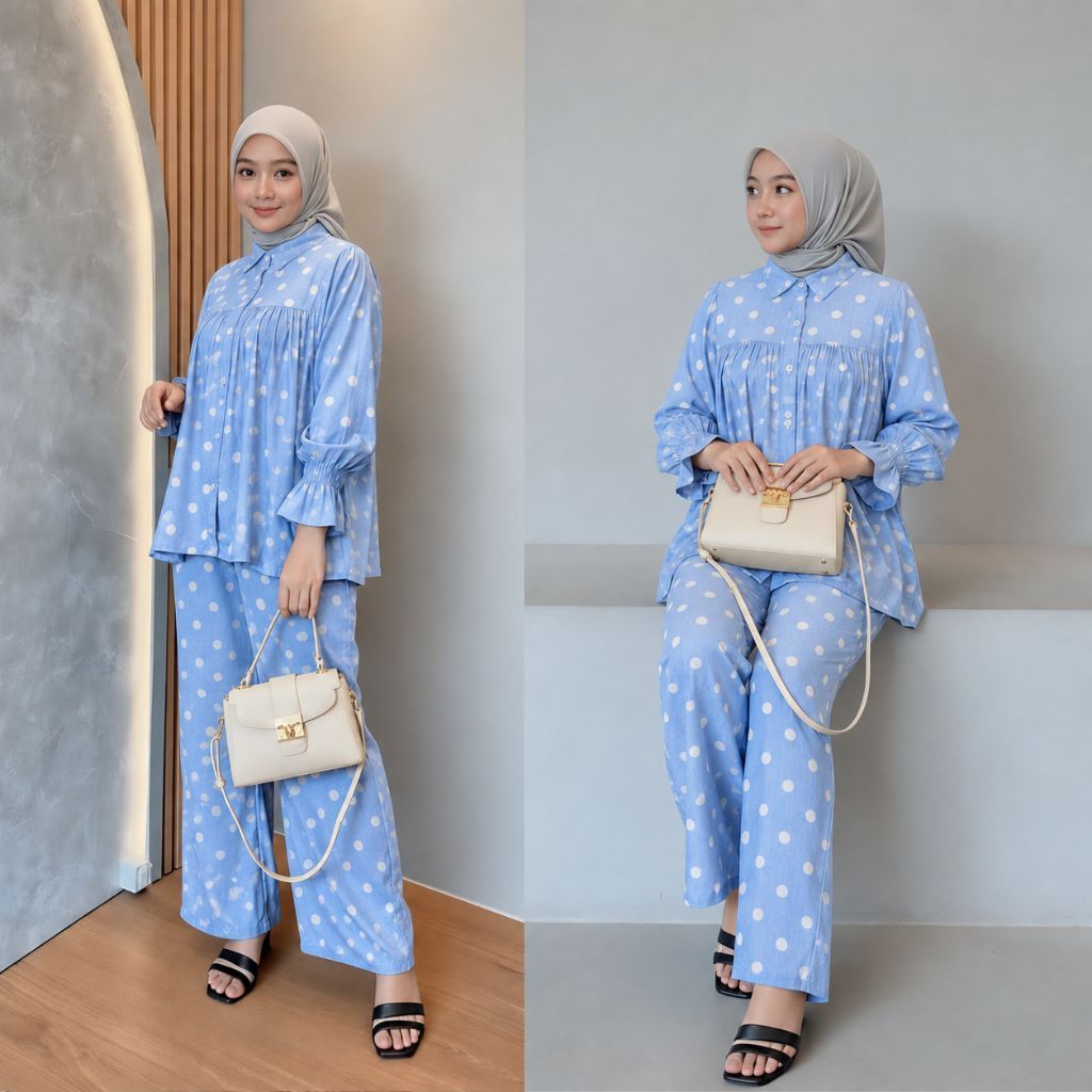 Setelan Rayon Wanita Premium Motif Viral Terbaru Lengan Panjang Celana Panjang Busui Friendly Baju T