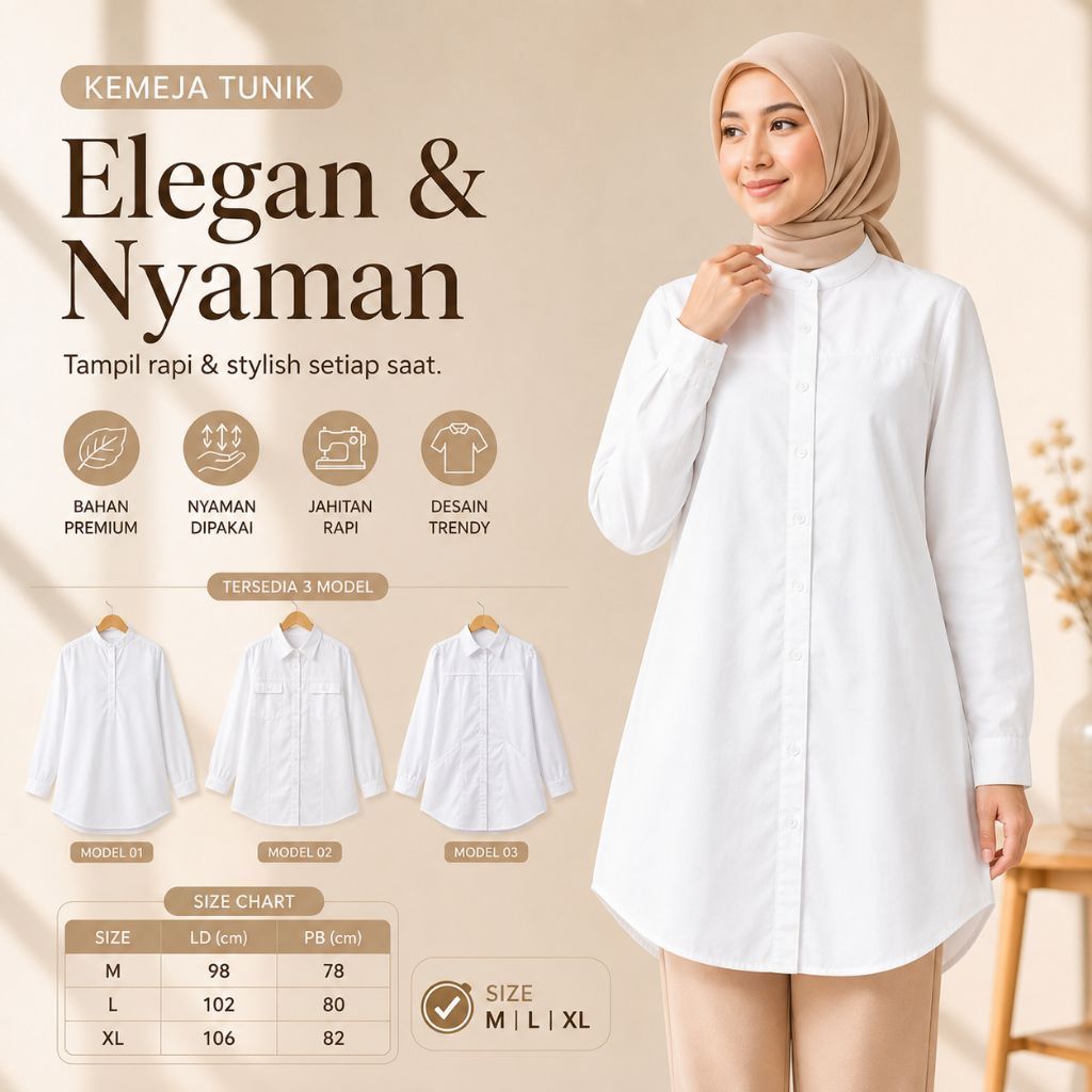 Baju Tunik Santri Putri Putih Polos Toyobo | Tunik santriwati | Tunik Santri Putri | Atasan Santriwa