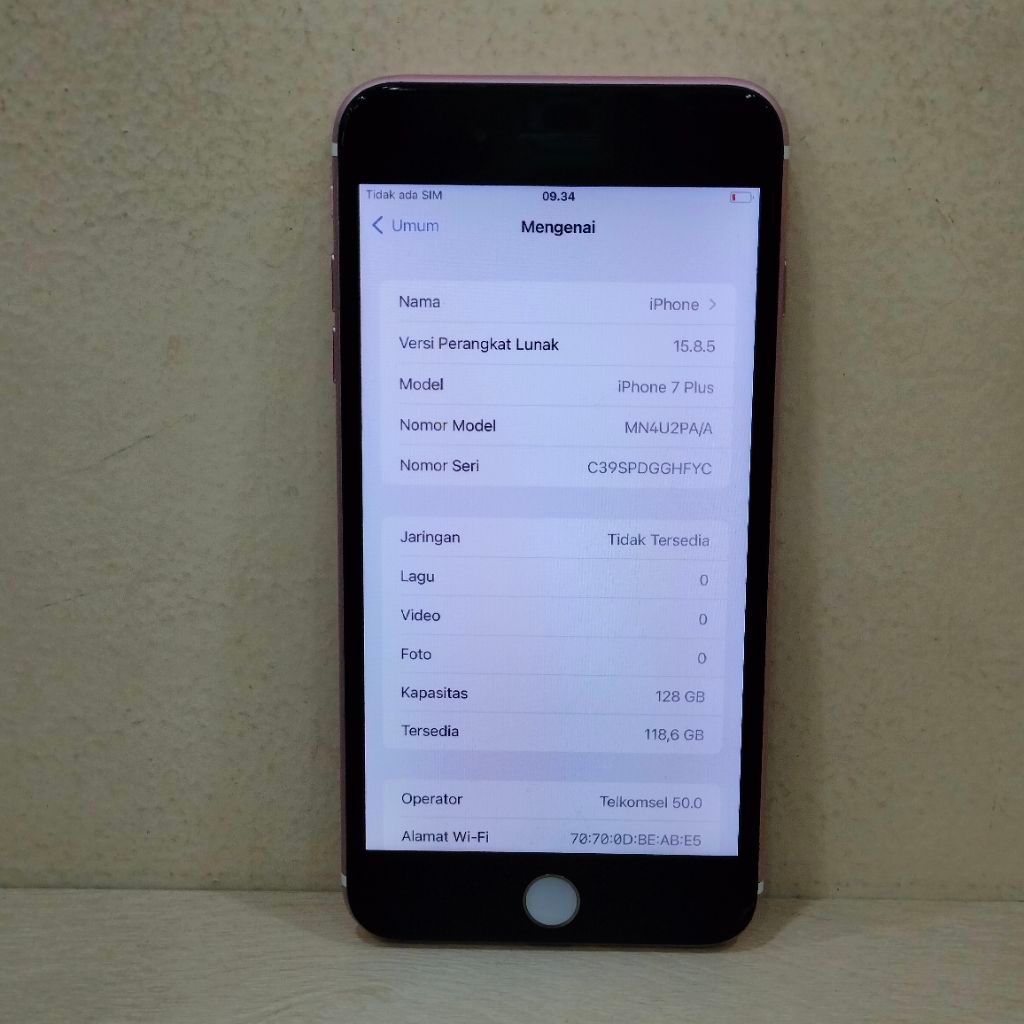 (HFYC-91) IPHONE 7 PLUS RAM 128GB (IBOX) PA/A, BATANGAN NO CHARGER "935326"
