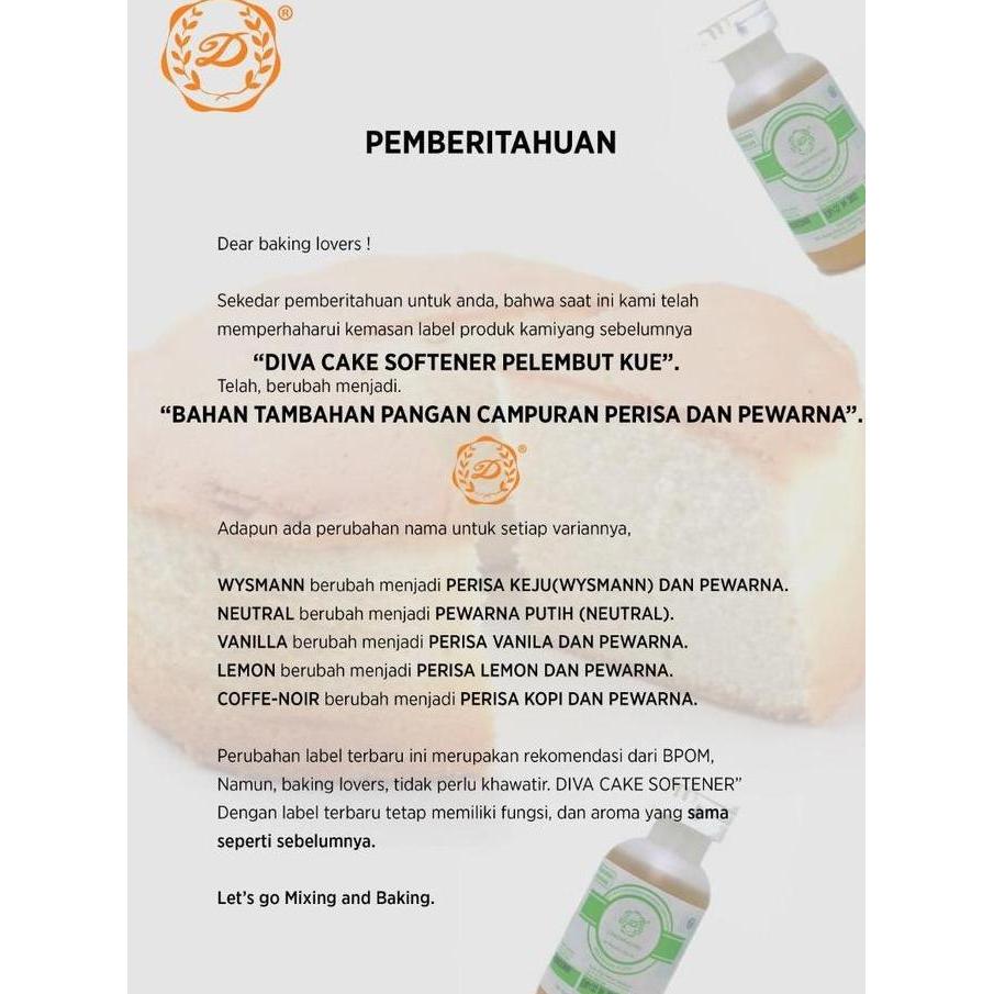 Handmade- Diva Cake Softener Netral & Wisman Oil / Pelembut Kue Neutral & Wysman