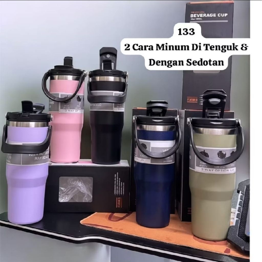 TUMBLER STAINLESS 2 CARA DI TEGUK & DI SEDOT  900ml