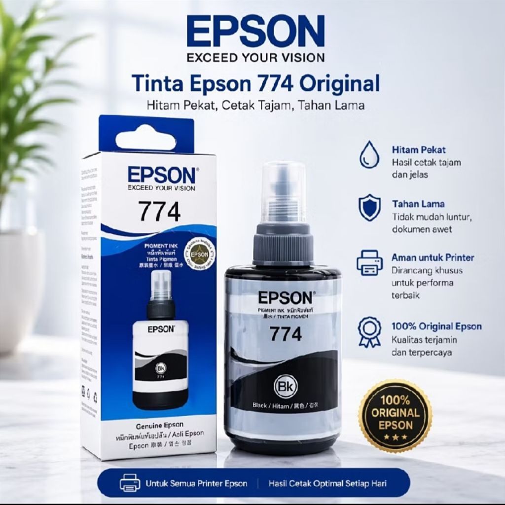 TINTA PRINTER EPSON 774 BLACK ORIGINAL M100 M200