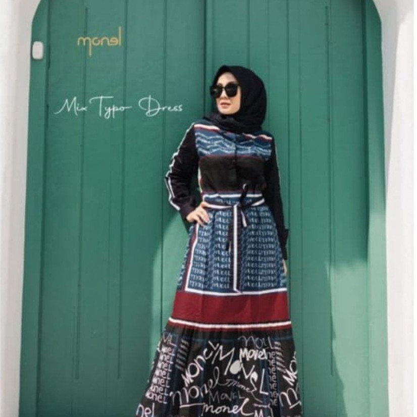 Monel boutique - mix typo dress - gamis wanita premium keren
