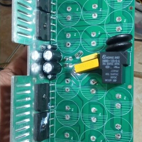 Board PCB power supply klas H dengan relay GONG MEI 10LDC-11A dan komponen elektron