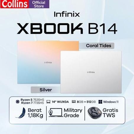 Laptop INFINIX XBOOK B14 RYZEN 5 5500U RYZEN 5 7535HS RYZEN 7 7735HS 8GB/16GB 512GB 14" WUXGA IPS W1