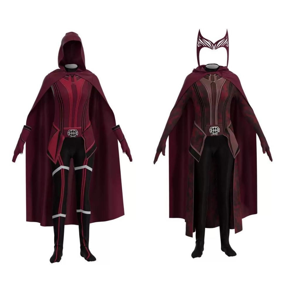 Scarlet Cosplay Witch Maximoff Wanda Vision Cosplay Costume Headwear Cloak and Pants Full Set Outfit